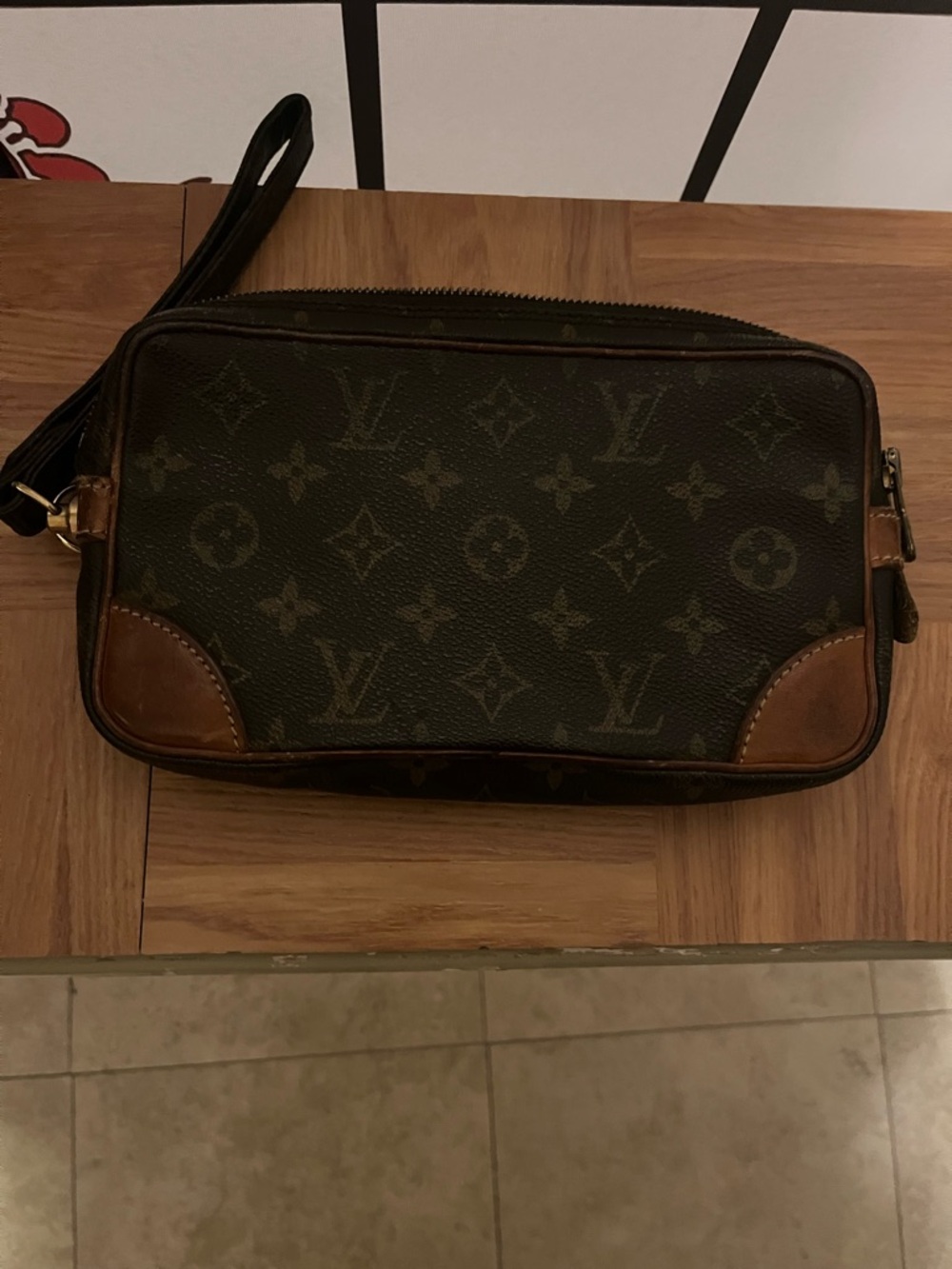 Louis Vuitton Brown Monogram Clutch with Pink Charm - Picture 5 of 13